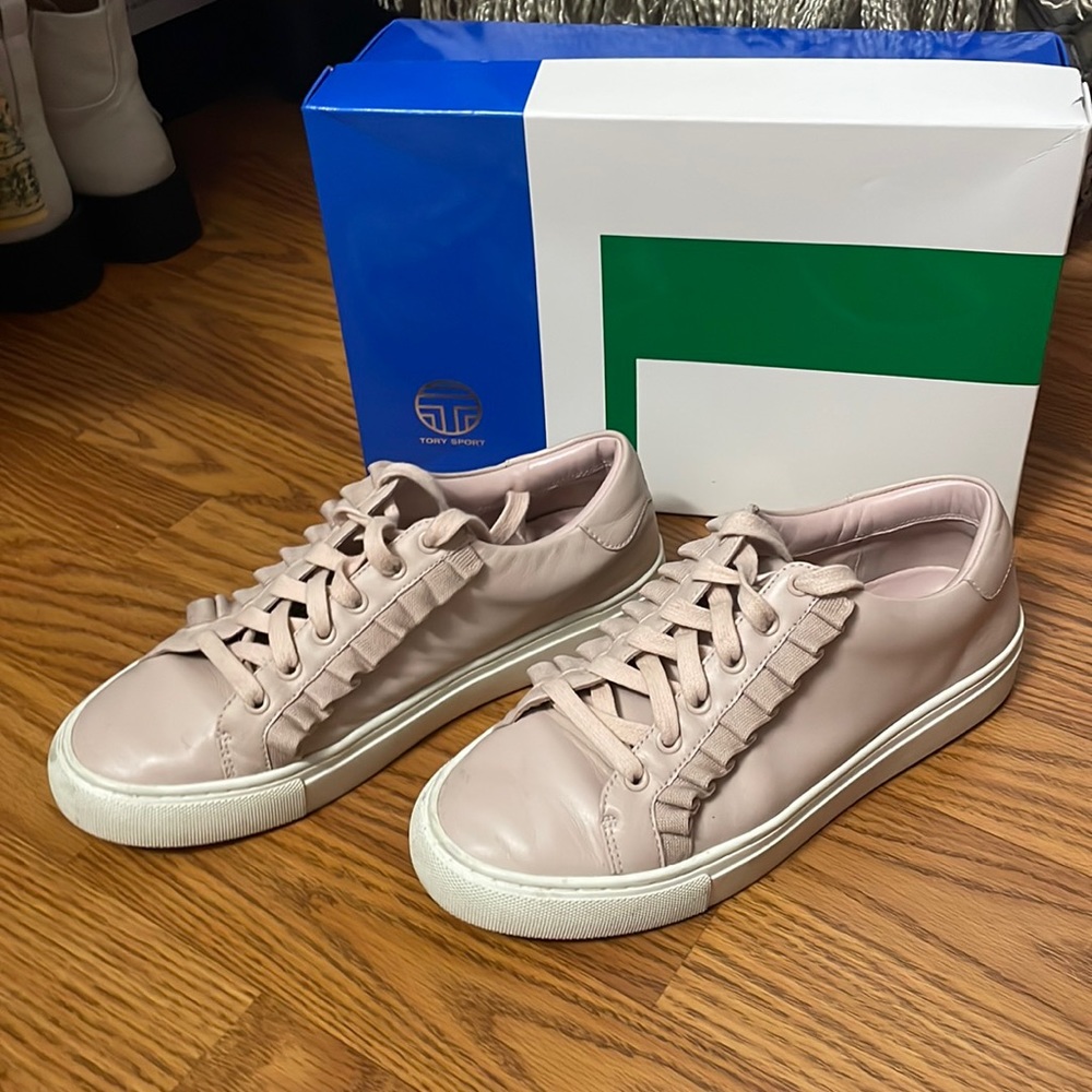 Tory Burch ruffle sneaker in shell pink